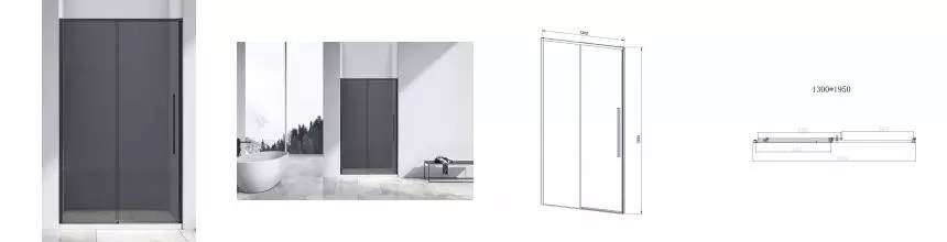 Душевая дверь «Vincea» Slim-N VDS-4SN130CGB 130/195 тонированная/чёрная