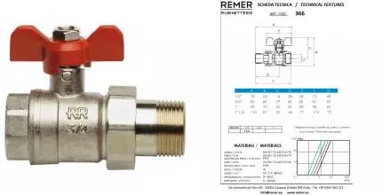Кран шаровой магистральный «Remer» RR 366 1/2"-1/2" прямая ВР-НР (американка) никель Кран шаровой магистральный «Remer» RR 366 1/2"-1/2" прямая ВР-НР (американка) никель