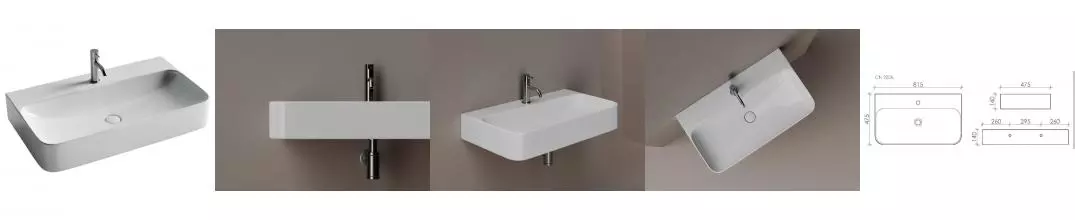 Раковина «Ceramica Nova» Aura 82/48 CN2006 фарфоровая белая Раковина «Ceramica Nova» Aura 82/48 CN2006 фарфоровая белая