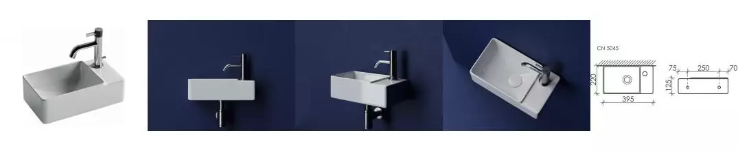 Раковина «Ceramica Nova» Element 40/22 CN5045 фарфоровая белая левая Раковина «Ceramica Nova» Element 40/22 CN5045 фарфоровая белая левая