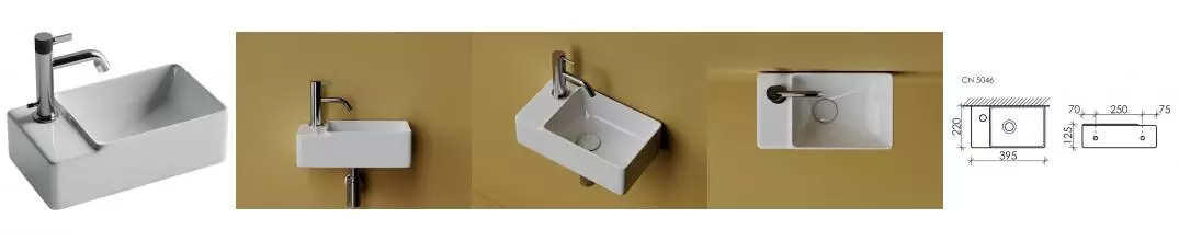 Раковина «Ceramica Nova» Element 40/22 CN5046 фарфоровая белая правая Раковина «Ceramica Nova» Element 40/22 CN5046 фарфоровая белая правая