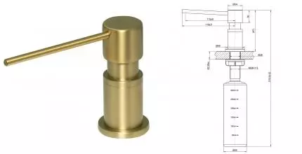 Встраиваемый дозатор для моющего средства «Lemark» Expert LM8203LGN светлое золото Встраиваемый дозатор для моющего средства «Lemark» Expert LM8203LGN светлое золото