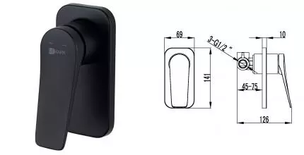 Смеситель для душа «Lemark» Bronx LM3723BL чёрный матовый Смеситель для душа «Lemark» Bronx LM3723BL чёрный матовый
