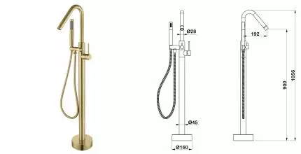 Напольный смеситель для ванны «Swedbe» Select 4011GO золото