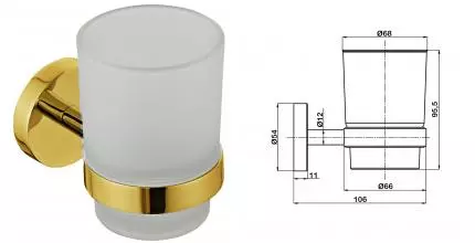 Стакан для зубных щёток «Swedbe» Select 9813GO на стену золото