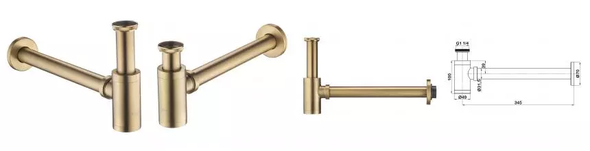 Сифон для раковины «Swedbe» Select 0006GO золото