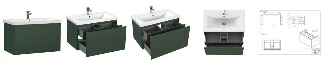 Тумба с раковиной «Cersanit» Grande 80 (Como 80) подвесная зелёная Тумба с раковиной «Cersanit» Grande 80 (Como 80) подвесная зелёная