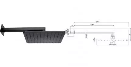 Верхний душ «Bossini» Cosmo H69598I.073 чёрный матовый