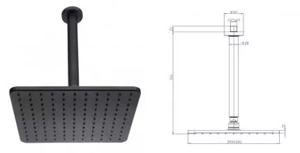 Верхний душ «Bossini» Cosmo H30598G.073 чёрный матовый