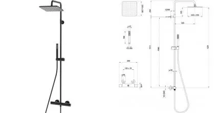 Душевая система «Bossini» Cosmo L10103.073 с термостатом чёрная матовая