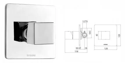 Внешняя часть смесителя «Bossini» Cube Z00064.030 хром Внешняя часть смесителя «Bossini» Cube Z00064.030 хром