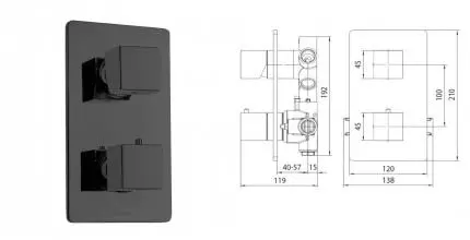Внешняя часть смесителя «Bossini» Cube Z00061.073 чёрная матовая Внешняя часть смесителя «Bossini» Cube Z00061.073 чёрная матовая