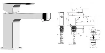 Смеситель для раковины «Bossini» Gillo Z00704.030 с донным клапаном хром