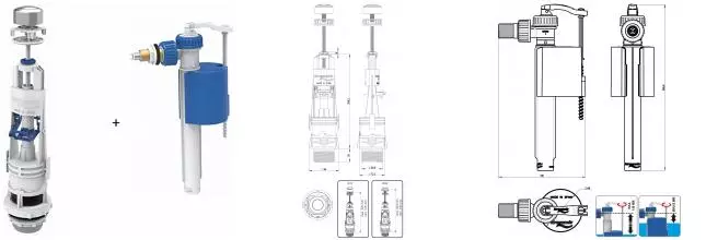 Комплект арматуры для бачка унитаза «Idrospania» Loja 51803 1/2" с боковой подводкой  хром