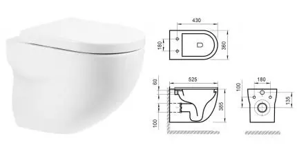 Подвесной унитаз безободковый «Belbagno» Onda BB066CHR-008 белый с сиденьем дюропласт с микролифтом белое
