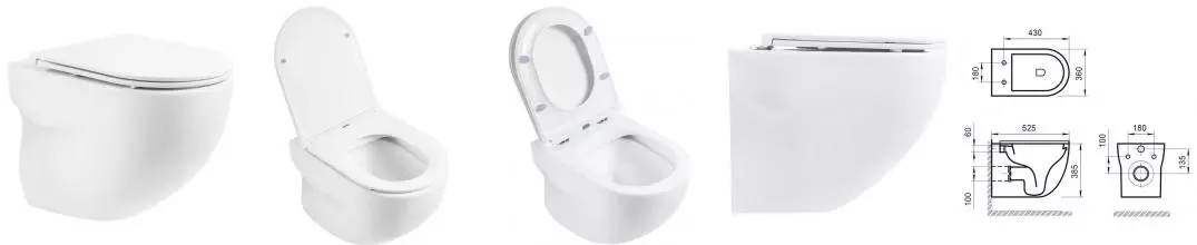 Подвесной унитаз безободковый «Belbagno» Onda BB066CHR-041 белый с сиденьем дюропласт с микролифтом белое