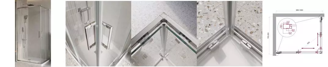 Душевой угол-ограждение «Belbagno» LUCE-AH-2-100/80-C-Cr 100/80 прозрачный/хром прямоугольный без поддона универсальный Душевой угол-ограждение «Belbagno» LUCE-AH-2-100/80-C-Cr 100/80 прозрачный/хром прямоугольный без поддона универсальный