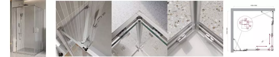 Душевой угол-ограждение «Belbagno» LUCE-A-22-80+25-C-Cr 105/105 прозрачный/хром квадратный без поддона Душевой угол-ограждение «Belbagno» LUCE-A-22-80+25-C-Cr 105/105 прозрачный/хром квадратный без поддона