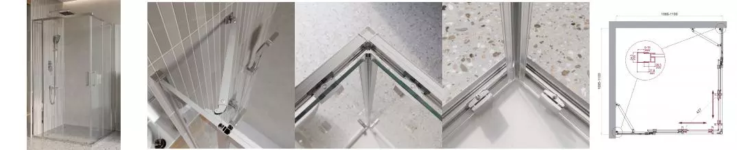 Душевой угол-ограждение «Belbagno» LUCE-A-22-80+30-C-Cr 110/110 прозрачный/хром квадратный без поддона Душевой угол-ограждение «Belbagno» LUCE-A-22-80+30-C-Cr 110/110 прозрачный/хром квадратный без поддона