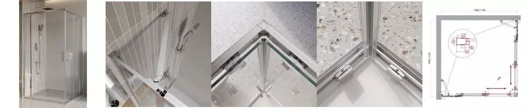Душевой угол-ограждение «Belbagno» LUCE-A-22-90+20-C-Cr 110/110 прозрачный/хром квадратный без поддона Душевой угол-ограждение «Belbagno» LUCE-A-22-90+20-C-Cr 110/110 прозрачный/хром квадратный без поддона