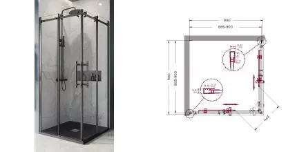 Душевой угол-ограждение «Belbagno» MARINO-A-2-90-C-NERO 90/90 прозрачный/чёрный матовый квадратный без поддона Душевой угол-ограждение «Belbagno» MARINO-A-2-90-C-NERO 90/90 прозрачный/чёрный матовый квадратный без поддона