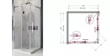 Душевой угол-ограждение «Belbagno» MARINO-A-2-100-C-CR 100/100 прозрачный/хром квадратный без поддона Душевой угол-ограждение «Belbagno» MARINO-A-2-100-C-CR 100/100 прозрачный/хром квадратный без поддона
