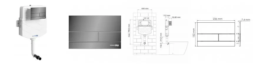 Бачок скрытого монтажа для унитаза «WasserKRAFT» Aller 10TLT.031.ME.MG04 с клавишей смыва Бачок скрытого монтажа для унитаза «WasserKRAFT» Aller 10TLT.031.ME.MG04 с клавишей смыва