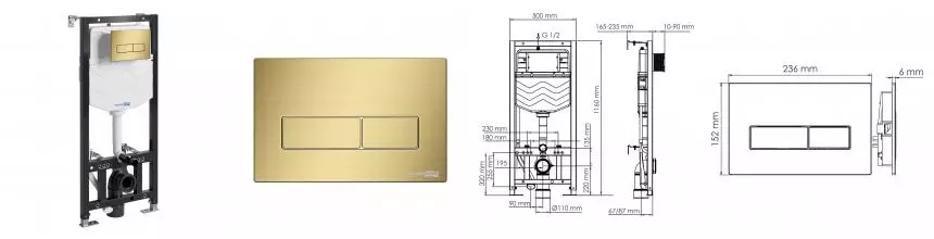 Инсталляция для унитаза с кнопкой «WasserKRAFT» Aller 10TLT.010.ME.MG03