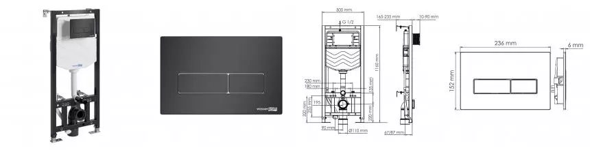 Инсталляция для унитаза с кнопкой «WasserKRAFT» Aller 10TLT.010.ME.MB03