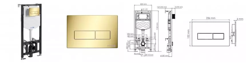 Инсталляция для унитаза с кнопкой «WasserKRAFT» Aller 10TLT.010.ME.PG03