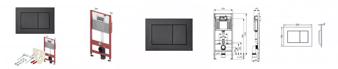 Инсталляция для унитаза с кнопкой «TECE» K401407 (9400401 9200010 9240407 9380014)