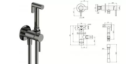 Смеситель с гигиеническим душем «AQUAme» Siena AQM6217GM оружейная сталь