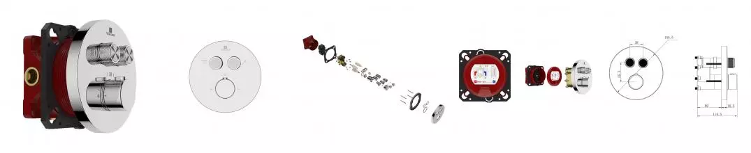 Смеситель для душа «Vincea» VSCV-322T-MCH с термостатом хром Смеситель для душа «Vincea» VSCV-322T-MCH с термостатом хром