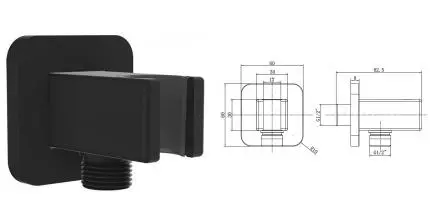 Подключение для душевого шланга «Vincea» VSC-32MB с держателем для лейки чёрное