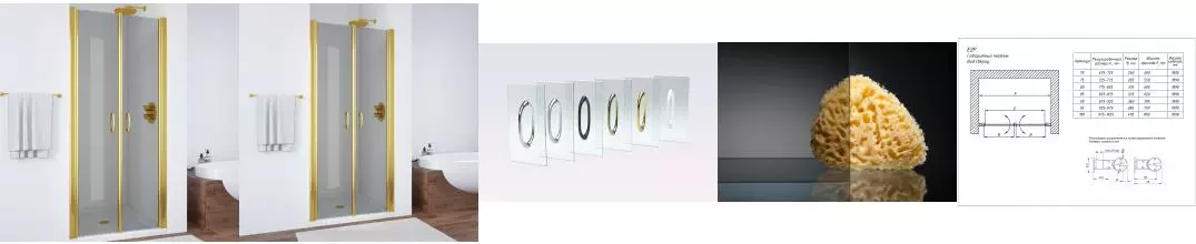 Душевая дверь «Vegas Glass» E2P 110/189 графит/глянцевое золото универсальная