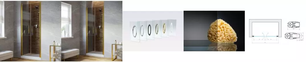Душевая дверь «Vegas Glass» E2P Lux 80/199,5 графит/глянцевое золото универсальная