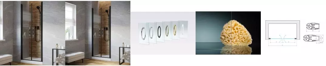 Душевая дверь «Vegas Glass» E2P Lux 110/199,5 прозрачная/чёрная матовая универсальная