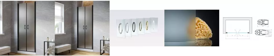 Душевая дверь «Vegas Glass» E2P Lux 110/199,5 сатин/чёрная матовая универсальная