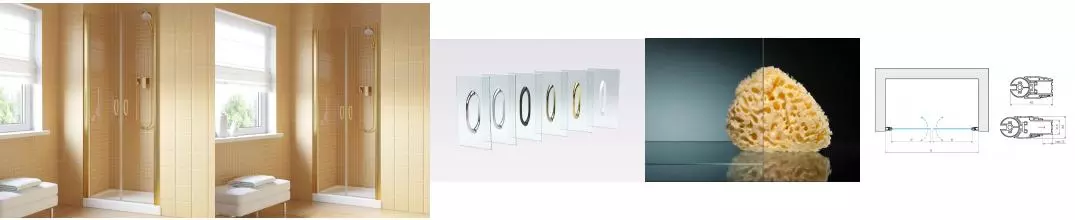 Душевая дверь «Vegas Glass» E2P Lux 110/199,5 прозрачная/глянцевое золото универсальная