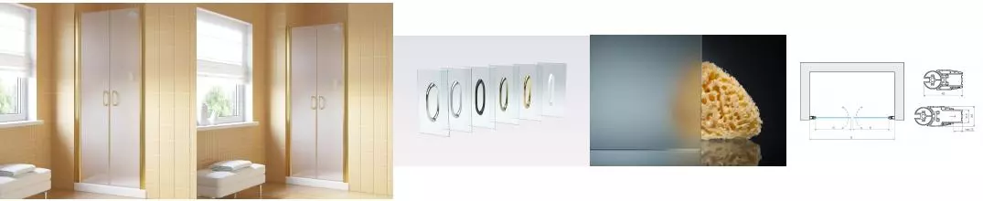 Душевая дверь «Vegas Glass» E2P Lux 120/199,5 сатин/глянцевое золото универсальная