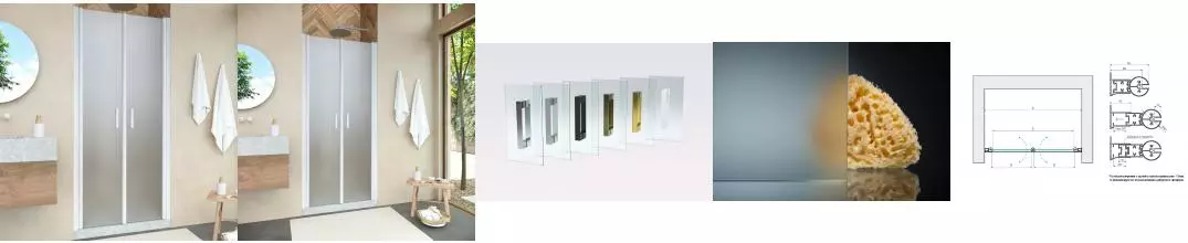 Душевая дверь «Vegas Glass» E2P Novo 100/189 сатин/белая универсальная Душевая дверь «Vegas Glass» E2P Novo 100/189 сатин/белая универсальная