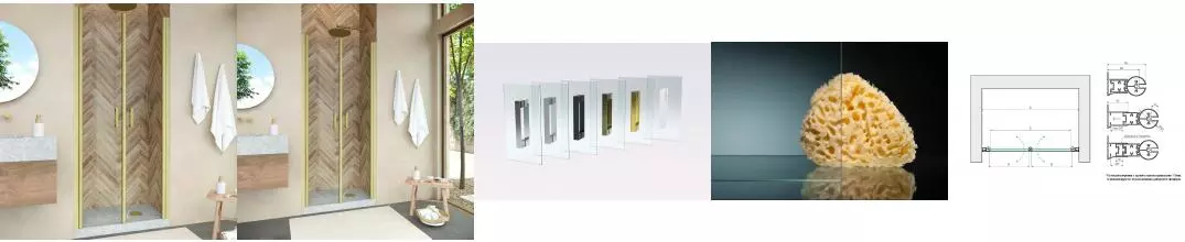 Душевая дверь «Vegas Glass» E2P Novo 100/189 crystalvision/брашированное золото универсальная