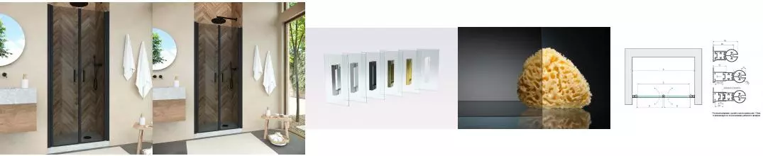 Душевая дверь «Vegas Glass» E2P Novo 85/200 графит/чёрная матовая универсальная Душевая дверь «Vegas Glass» E2P Novo 85/200 графит/чёрная матовая универсальная