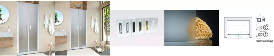 Душевая дверь «Vegas Glass» E2P Novo 100/200 сатин/белая универсальная