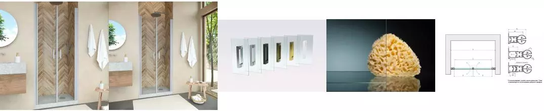 Душевая дверь «Vegas Glass» E2P Novo 100/200 прозрачная/матовый хром универсальная Душевая дверь «Vegas Glass» E2P Novo 100/200 прозрачная/матовый хром универсальная