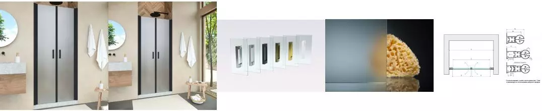Душевая дверь «Vegas Glass» E2P Novo 100/200 сатин/чёрная матовая универсальная Душевая дверь «Vegas Glass» E2P Novo 100/200 сатин/чёрная матовая универсальная