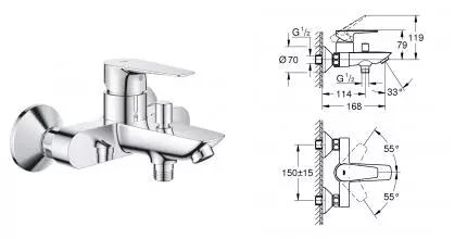 Смеситель для ванны «Grohe» Start Edge 24198001 хром Смеситель для ванны «Grohe» Start Edge 24198001 хром