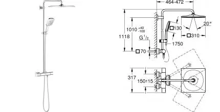 Душевая система «Grohe» Rainshower Smartactive 26649000 с термостатом хром Душевая система «Grohe» Rainshower Smartactive 26649000 с термостатом хром