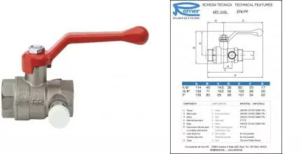 Кран шаровой магистральный «Remer» RR374FF 1"- 1" с краном Маевского ВР-ВР никель