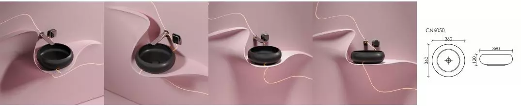 Раковина «Ceramica Nova» Element 36/36 CN6050MB фарфоровая черная матовая Раковина «Ceramica Nova» Element 36/36 CN6050MB фарфоровая черная матовая